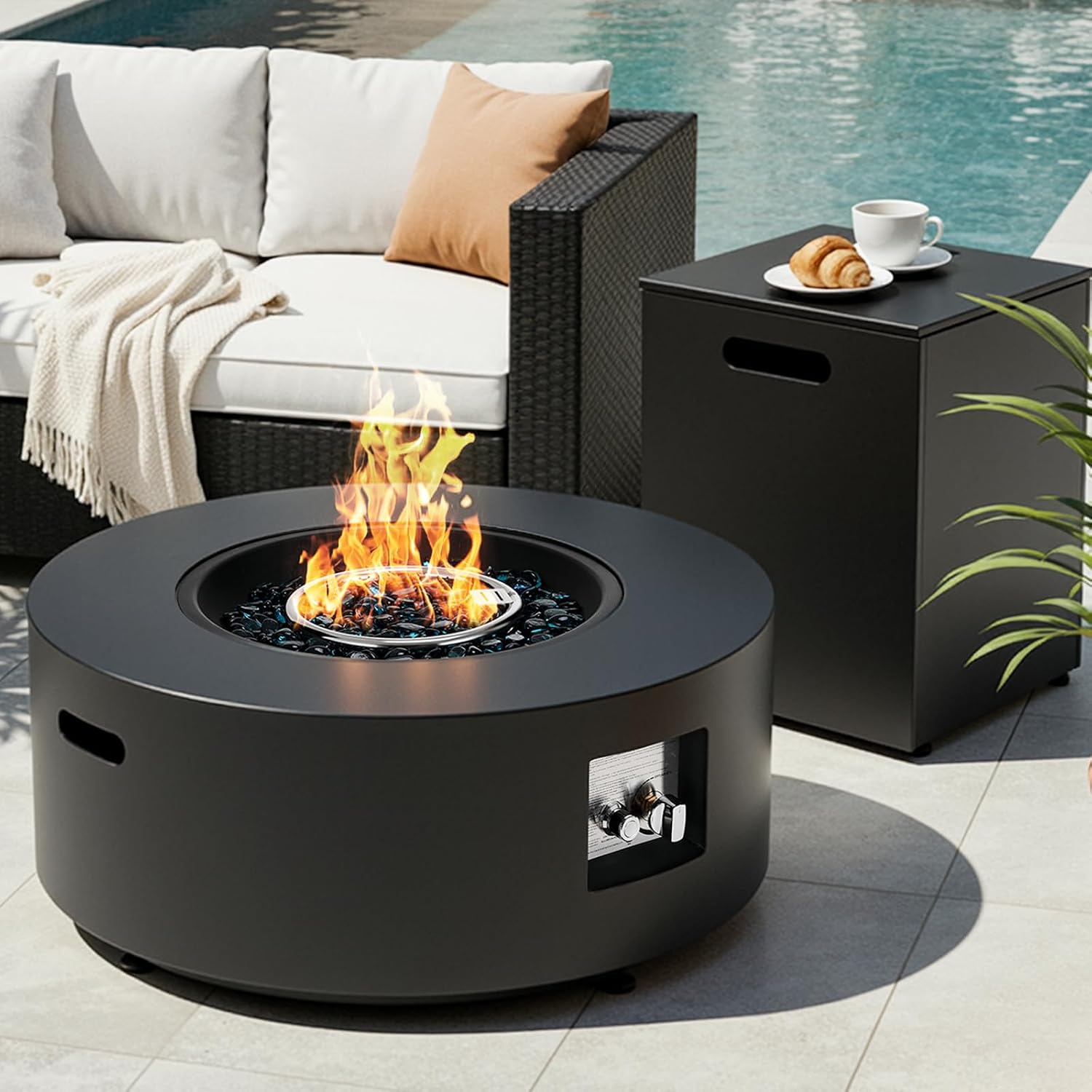 Outdoor Furniture With Fire Pit Table - 30인치 원형 프로판 화로 세트 50000