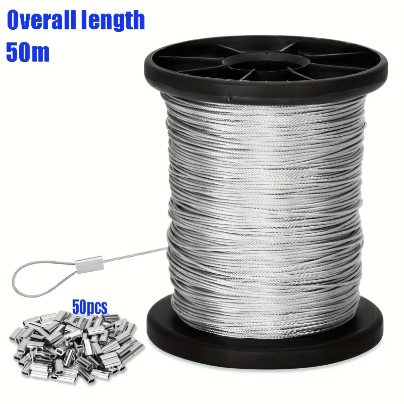 Outdoor Furniture Rope - 50m/196ft 스테인리스 스틸 와이어 로프(50개 알루미늄