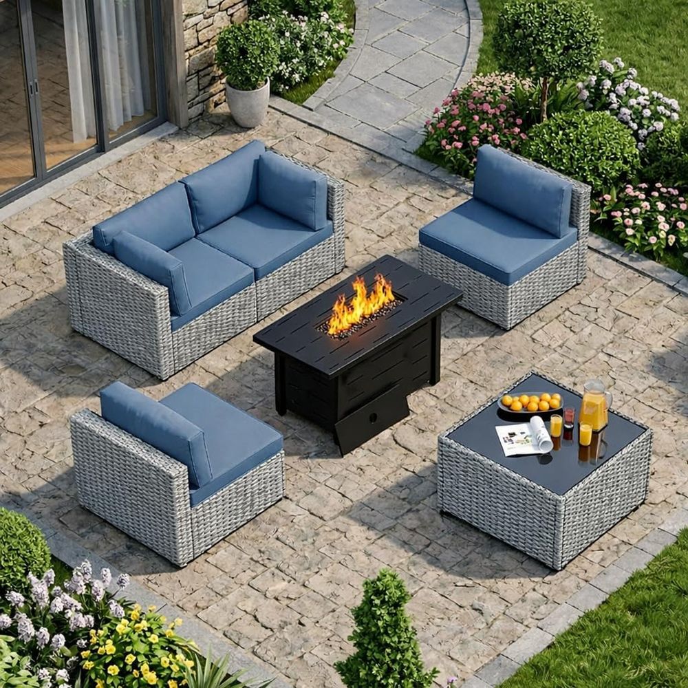 Outdoor Furniture With Fire Pit Table - 화덕 테이블이 포함된 5피스 야외 파티오