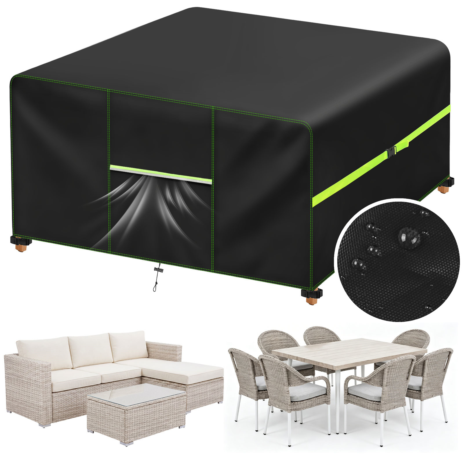 Outdoor Furniture Table And Chairs - 통풍구가 있는 정원 가구 커버 방수