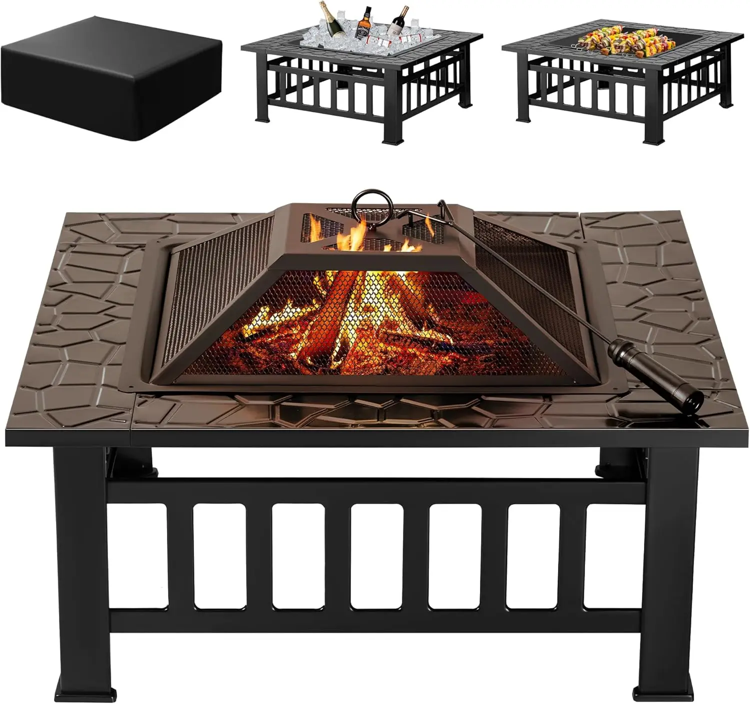 Outdoor Furniture With Fire Pit Table - 야외 화덕, 32인치 화덕 테이블 금속