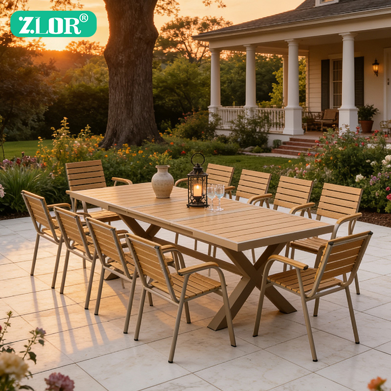 Outdoor Furniture No Cushions - 현대적인 알루미늄 프레임 야외 식탁 세트