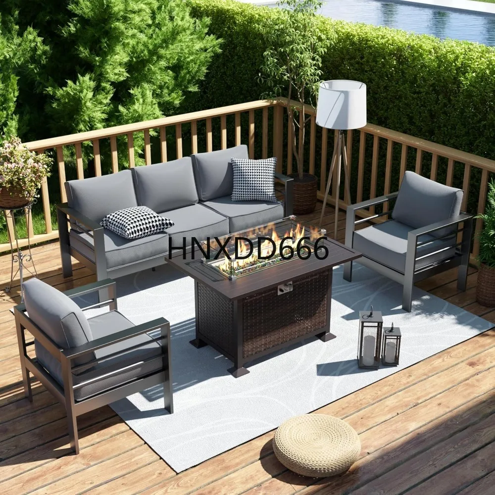 파티오 가구 세트 (화덕 테이블 포함), 6피스 알루미 - Outdoor Furniture With Fire Pit Table 리뷰 및 가격
