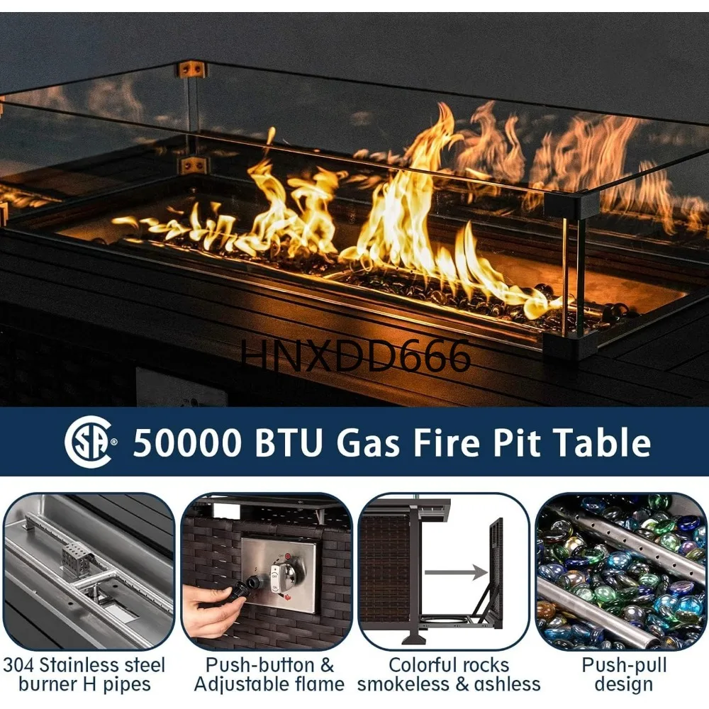 파티오 가구 세트 (화덕 테이블 포함), 6피스 알루미 - Outdoor Furniture With Fire Pit Table 리뷰 및 가격