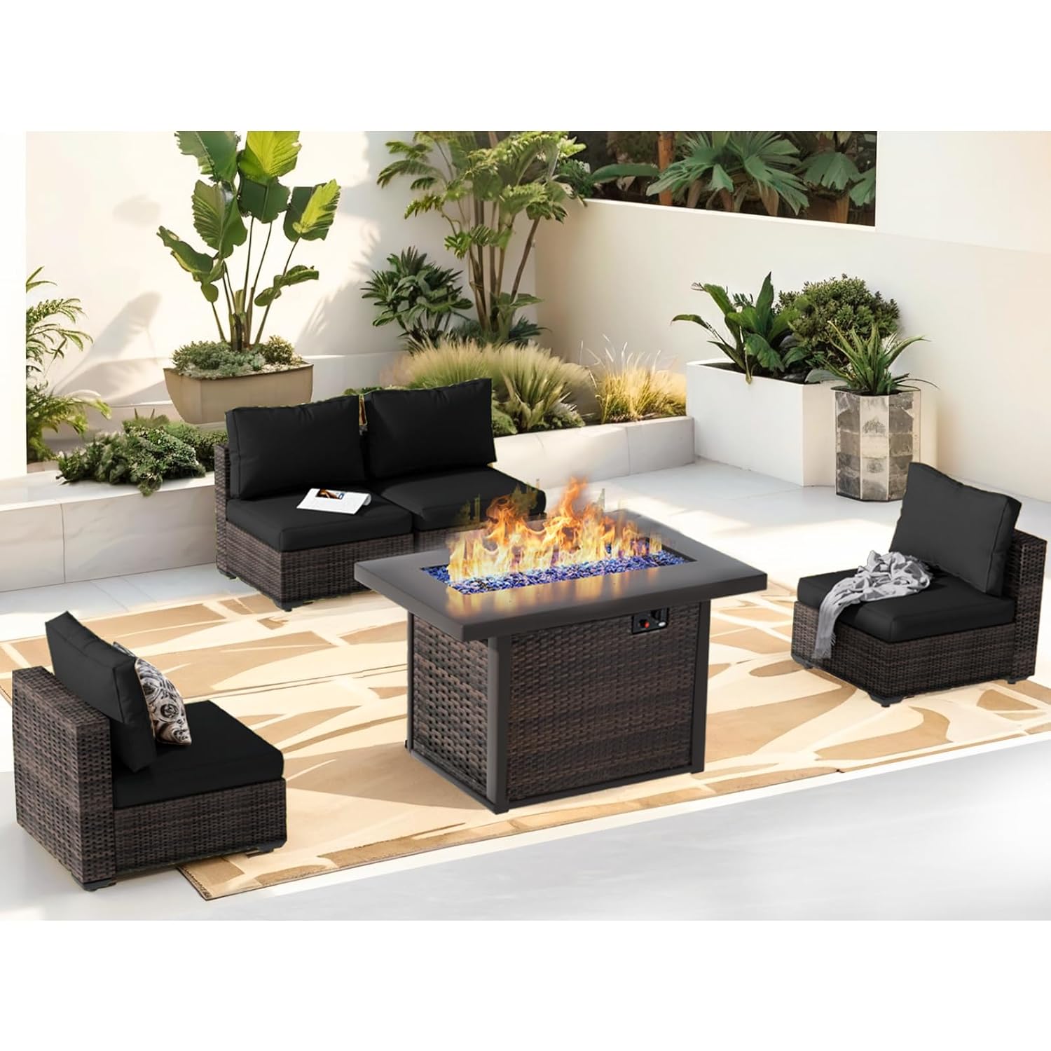 야외용 섹셔널 가구, 5피스 파티오 가구 세트(42인치 - Outdoor Furniture With Fire Pit Table 리뷰 및 가격
