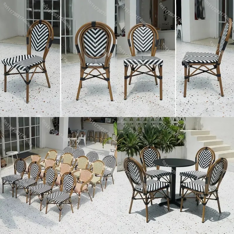 쌓을 수 있는 라탄 의자 프랑스 비스트로 스타일 야외  - Outdoor Furniture For Cafe 리뷰 및 가격
