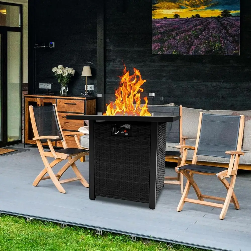 야외용 위커 가구 세트, 플러시 쿠션이 있는 라탄 섹셔 - Outdoor Furniture With Fire Pit Table 리뷰 및 가격