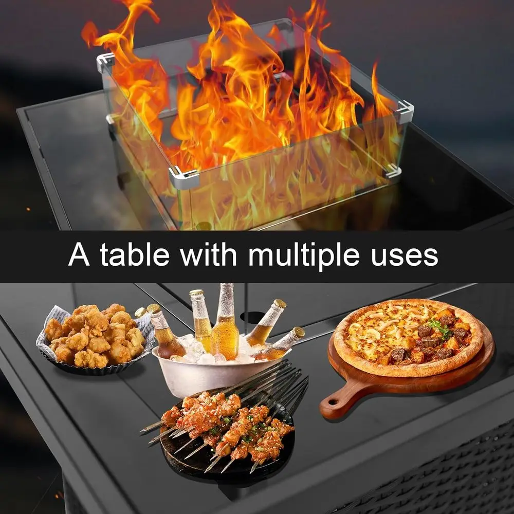 야외용 위커 가구 세트, 플러시 쿠션이 있는 라탄 섹셔 - Outdoor Furniture With Fire Pit Table 리뷰 및 가격