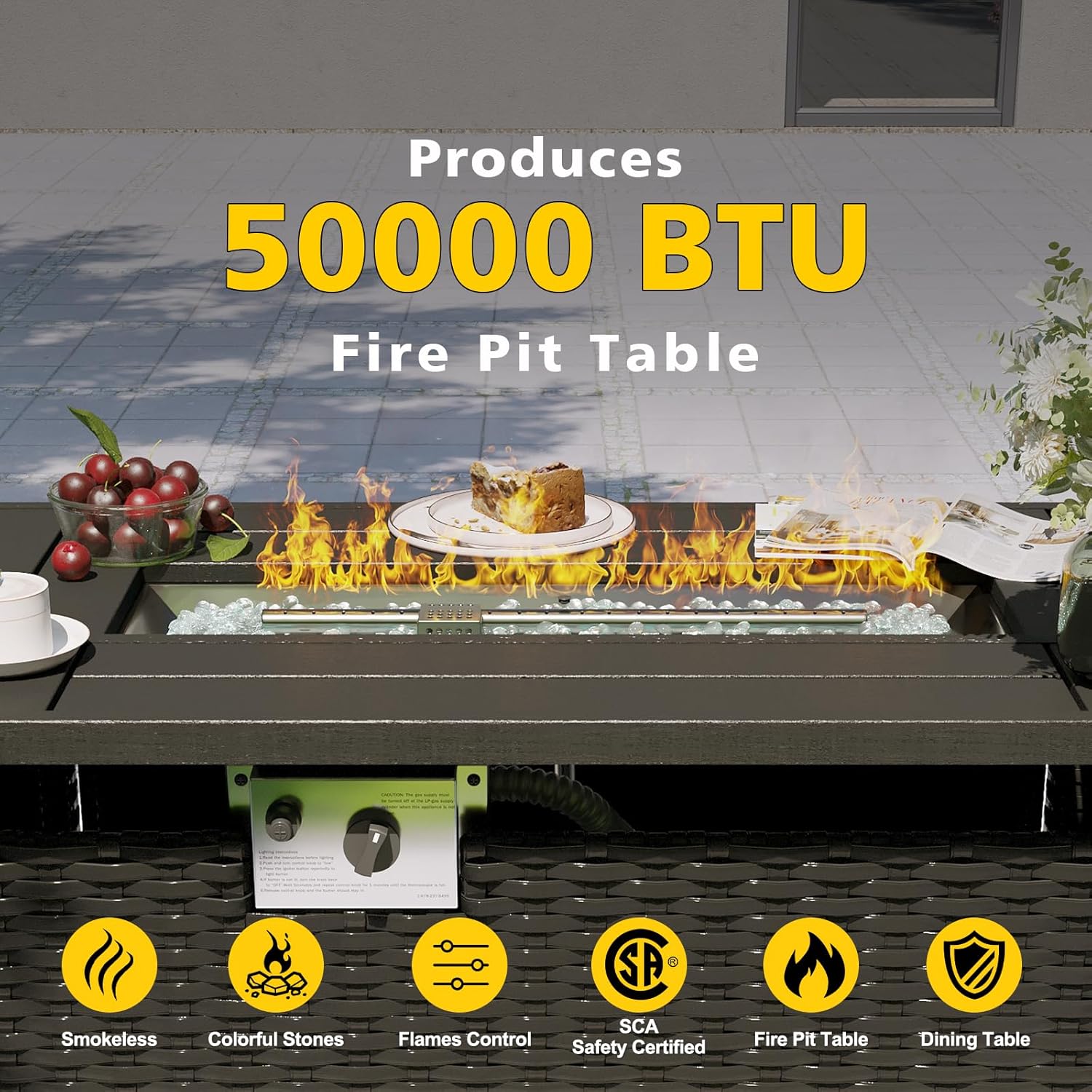 파티오 가구 세트(화덕 테이블 포함), 8피스 야외 섹 - Outdoor Furniture With Fire Pit Table 리뷰 및 가격