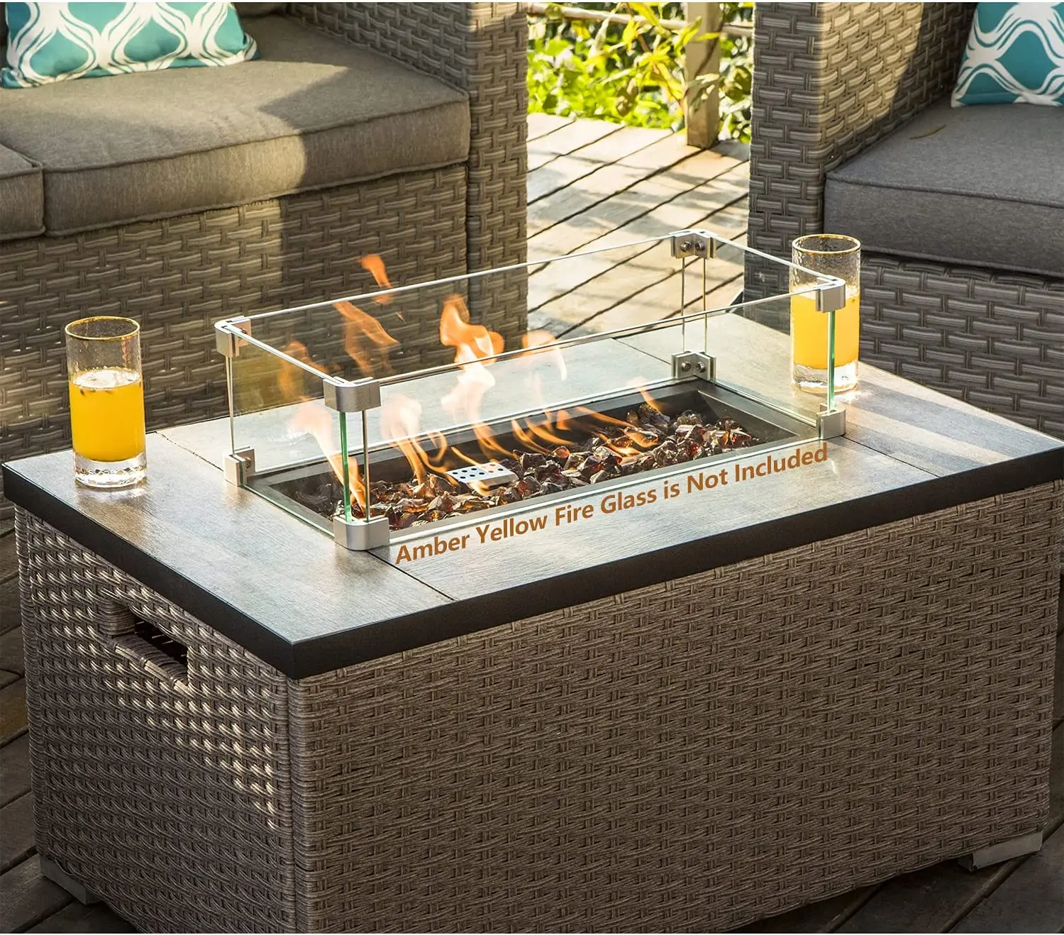 야외 가구 5피스 위커 섹셔널 소파 가스 화덕 파티오  - Outdoor Furniture With Fire Pit Table 리뷰 및 가격