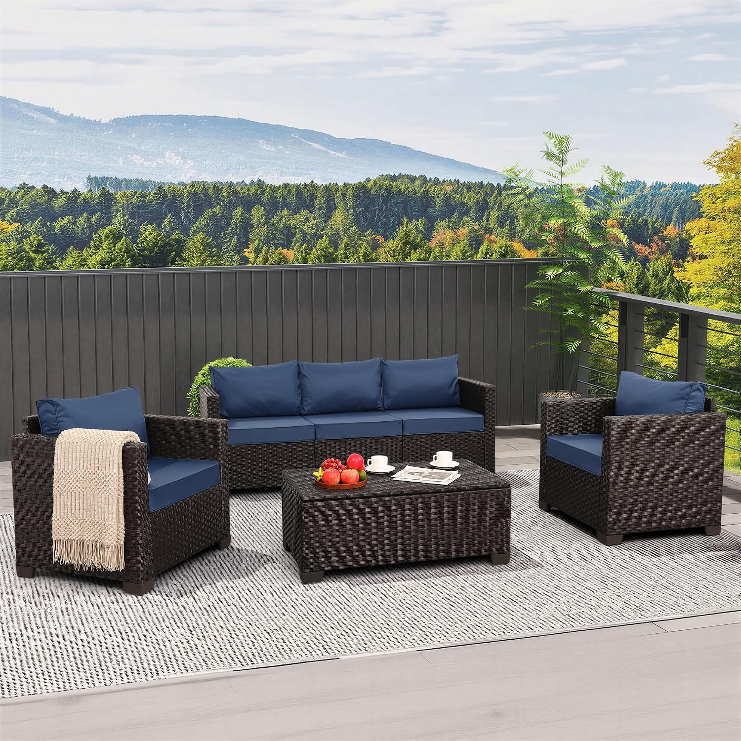 4피스 파티오 가구 세트 45인치 화덕 테이블 야외 가 - Outdoor Furniture With Fire Pit Table 리뷰 및 가격