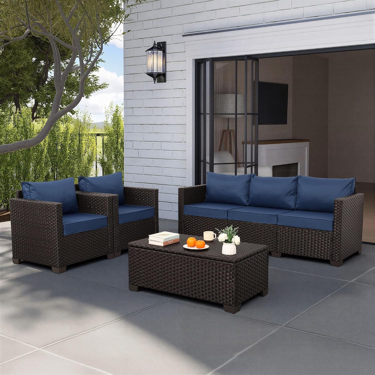 4피스 파티오 가구 세트 45인치 화덕 테이블 야외 가 - Outdoor Furniture With Fire Pit Table 리뷰 및 가격