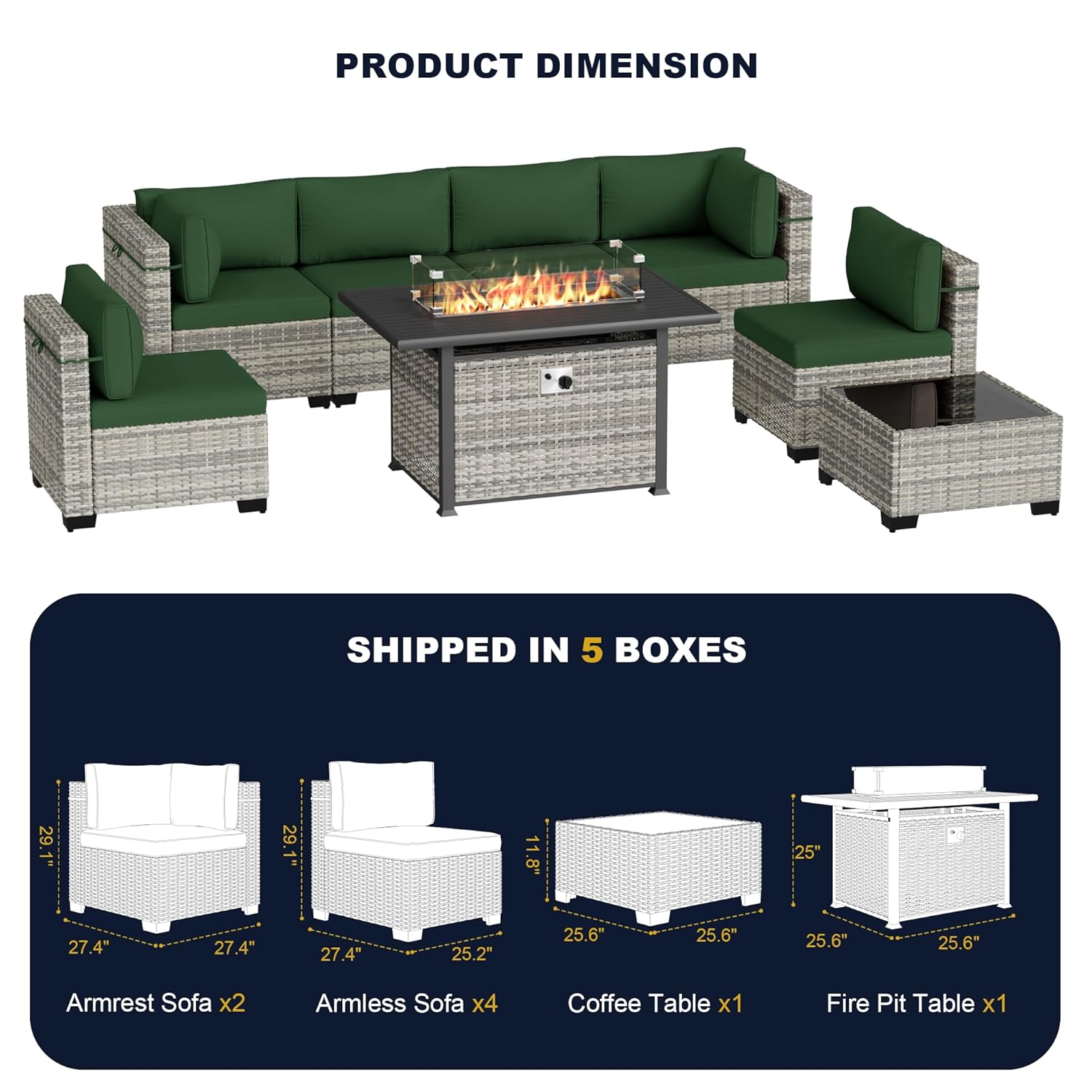 8피스 야외 파티오 가구 세트(55,000 BTU 화덕 - Outdoor Furniture With Fire Pit Table 리뷰 및 가격