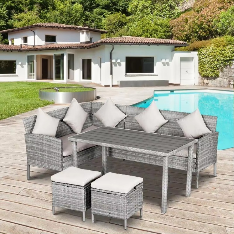 모든 날씨에 적합한 야외 파티오 PE 라탄 위커 코너  - Outdoor Furniture No Cushions 리뷰 및 가격