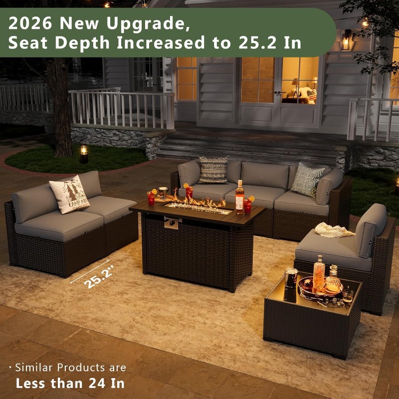 아오쉰 8피스 파티오 가구 세트 (44인치 화덕 테이블 - Outdoor Furniture With Fire Pit Table 리뷰 및 가격
