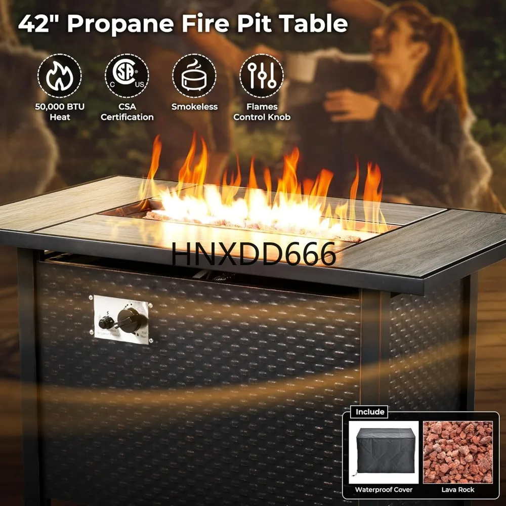 야외용 8피스 파티오 가구 세트 (화덕 테이블 포함), - Outdoor Furniture With Fire Pit Table 리뷰 및 가격